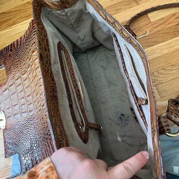 Brahmin Vintage Montfleur Satchel Handbag in Brown Croc Embossed Leather - Picture 10 of 14